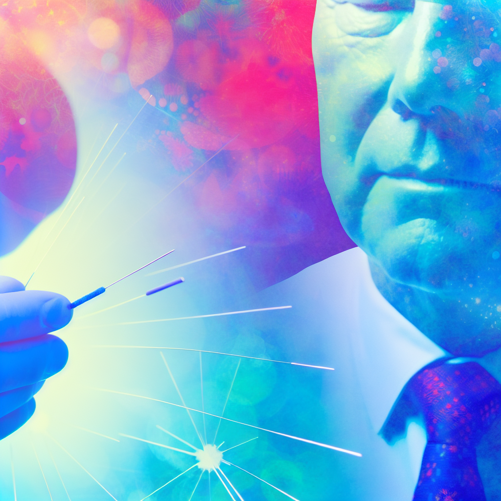 Profesyonel bir sağlık uzmanının akupunktur noktalarına ince iğneler yerleştirdiği uygulama anı.